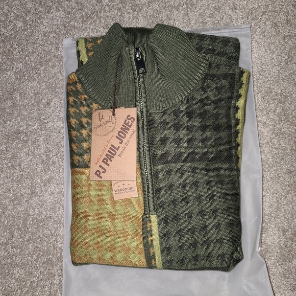 New Mens Pied-de-poule Quarter Zipper Sweater Multiple Sizes - Picture 3 of 3